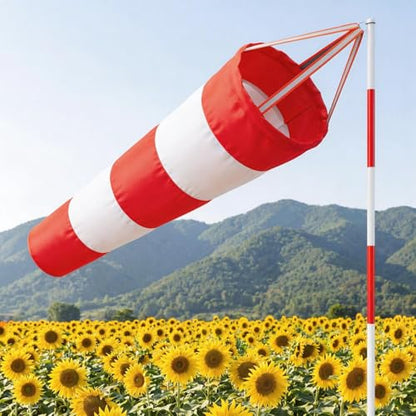 Wind Socks for Outside, 30 Inch Heavy Duty Windsock Waterproof Rip-Stop Hanging Windsocks Red White Wind Sock Direction Indicators with Reflective Belt for Flags Outdoors Airport Farm Park Yard