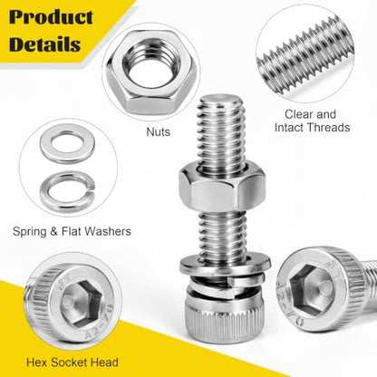 270PCS M5 Socket Screws Assortment Kit, M5x6/8/10/12/16/20/25/30 mm - size: SS M5 270pcs