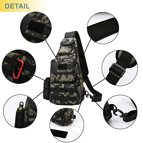 Tactical Shoulder Bag - 1000D Molle Military Backpack Outdoor Daypack Chest Pack - color: Blue