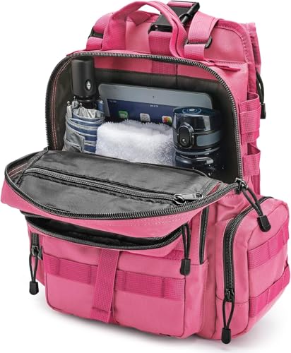 G4Free Large Tactical EDC Sling Bag, Adjustable Holder Backpack for Men - color: Rose Red