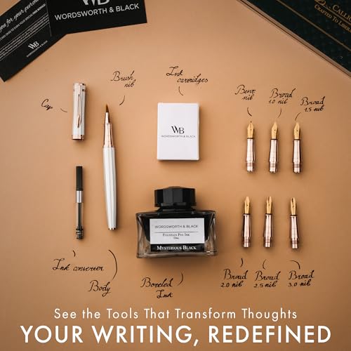 Wordsworth & Black Luxury Calligraphy Pen Set, 6 Nibs, White Rose - color: White Rose Gold