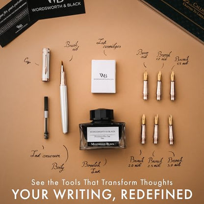 Wordsworth & Black Luxury Calligraphy Pen Set, 6 Nibs, White Rose - color: White Rose Gold