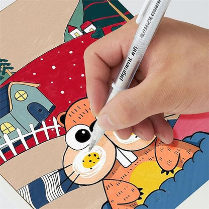 Qionew 3 Colors Gel Pen Set, 6 Pack, 0.7mm Fine Point White Gel Ink Pens