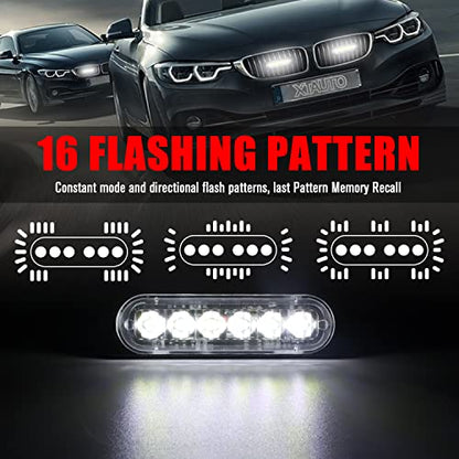6LED Car Truck Emergency Beacon Warning Hazard Flash Strobe Light White/White 4-pack - color: White White