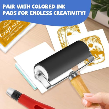 6pcs 2"x2" Rubber Carving Blocks, Linoleum Block Stamp Making Kit for Beginners - DIY Stamp Making, Printmaking Crafts (White & Green) - color: 6pack, size: 2"x2"