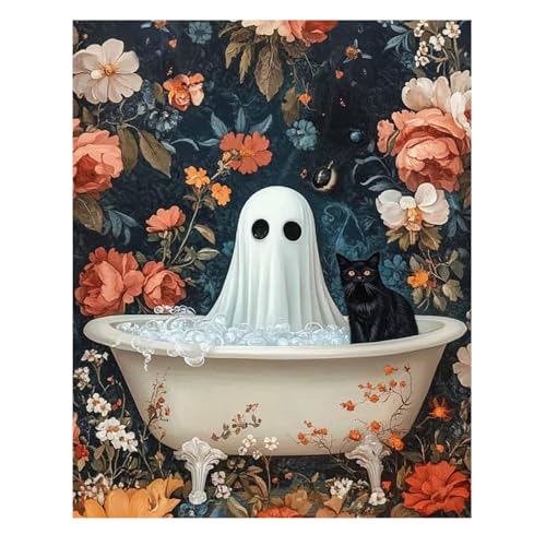Reivworl Ghost Paint by Numbers Kit for Adults Beginner 16×20 inch - color: 14-ghost