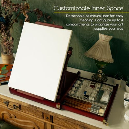 MEEDEN Portable Tabletop Easel for Painting: Artist Sketchbox - color: Deep Walnut