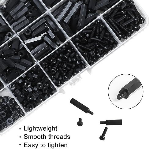 600PCS M3 Male Female Nylon Hex Spacer Standoffs Screws Nuts