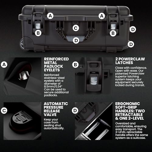 NANUK 935 Camera Hard Case with Cubed Foam, Waterproof Wheeled Carry-On - color: Black, style: Cubed Foam