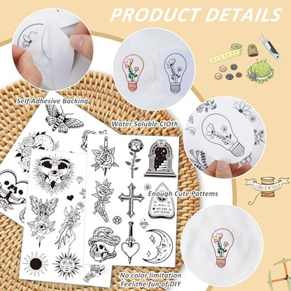 Gothic Water Soluble Stabilizer Embroidery Patterns, 3 Sheets - color: Flower972 Gothic