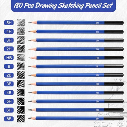 Humyoun 120 Pcs Graphite Sketch Pencils, Drawing Pencils Set 8B-5H