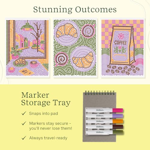 Lifelines FlowArt Mini Activity Pad, 3-Pack - Dot-by-Letter Coloring Books - size: Minis, style: 3 Pack - Café Comforts