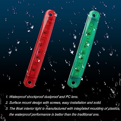4Pcs Boat Navigation Lights, Red & Green, LED, Suitable for Boat, Stern & Bow Lights - size: 2X Red 2X Green