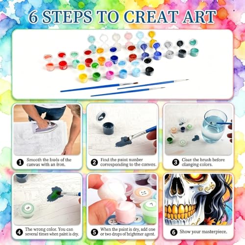 YarnWhimsy Skull Paint by Numbers Kit for Adults 16x16 inch - color: MT23087-US