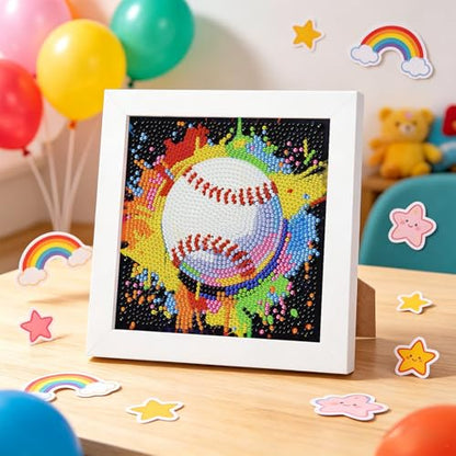 WEMEON Baseball Diamond Art Kits for Kids with Frame 7x7 inch - color: Baseball 01