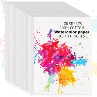 120 Sheets 100% Cotton Watercolor Paper Bulk Cold Press White Paper - size: 120 Sheets
