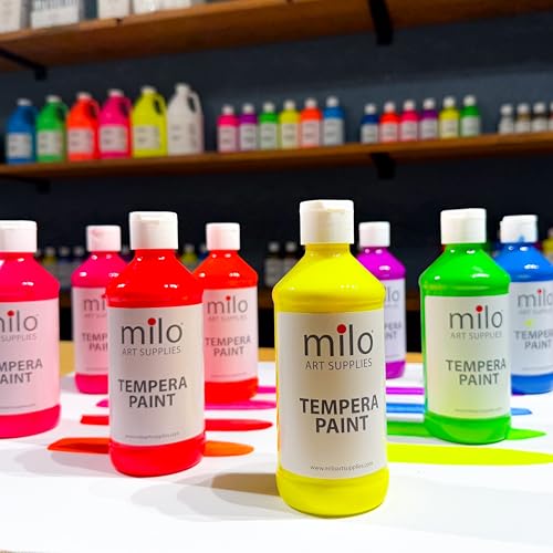 milo Fluorescent Washable Tempera Paint Set, 8 Neon UV Colors, 8 oz Bottles - style: Fluorescent Tempera 8 x 8 oz Bottles