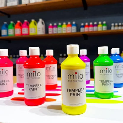 milo Fluorescent Washable Tempera Paint Set, 8 Neon UV Colors, 8 oz Bottles - style: Fluorescent Tempera 8 x 8 oz Bottles