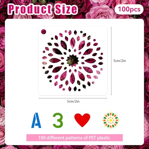 100 Pcs Small Stencils for Painting on Wood 2 x 2 Inches(Fireworks) - color: Fireworks
