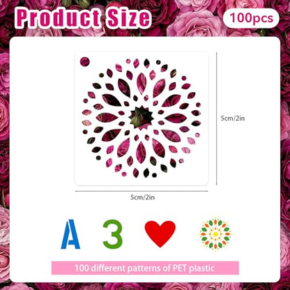 100 Pcs Small Stencils for Painting on Wood 2 x 2 Inches(Fireworks) - color: Fireworks