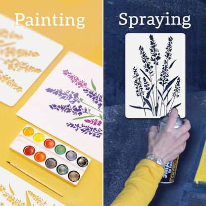 Lavender Floral DIY Painting Stencils for Wall Home Decor - style: Lavender