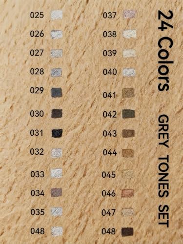Soft Pastel Pencils 24 Colors Grey Tone Art Drawing Pencil Set - color: Grey