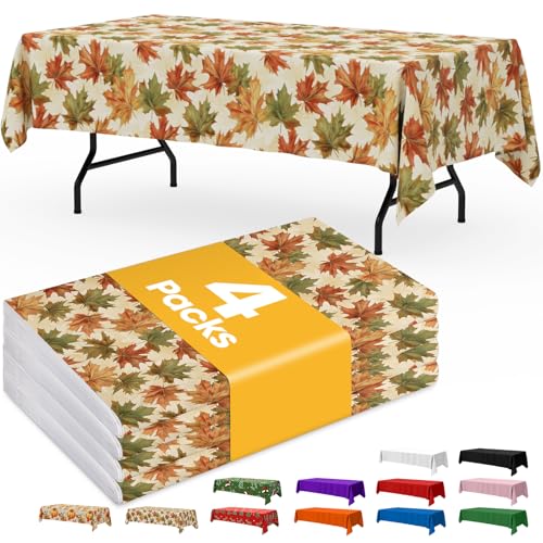 Niuara Fall Maple Plastic Table Cloth Disposable, 4 Pack, 54 x 108 in - color: Fall Maple, size: 54" x 108" - 4 Packs