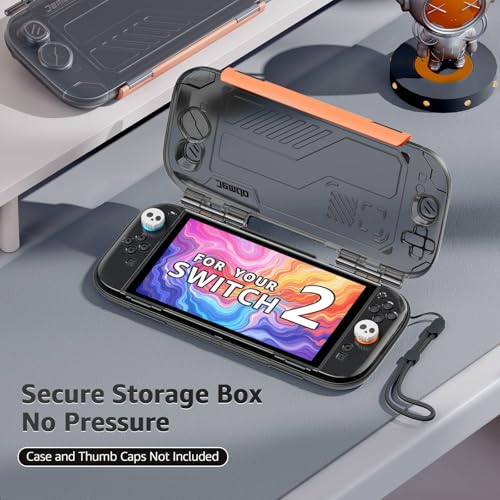 JEMDO Slim Protective Carrying Case for Nintendo Switch 2 Only, Shockproof, Dustproof & Portable Hard Shell, Travel Cover with Raised Joystick Guard, Charge-Through Port, Secure Lock & Wrist Strap - style: Console Case