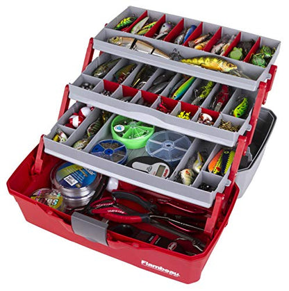 Flambeau Outdoors 6383 3-Tray Tackle Box, 32 Compartments, Red and Gray - color: Red/Gray