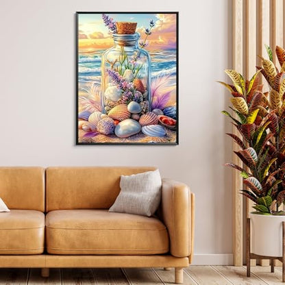 5D Beach Seashell Bottle Diamond Art kits for Adults Beginners 12x16 Inch - color: KM955-1