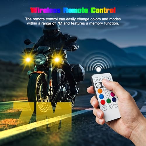 Homesweet 4PCS Wireless LED Strobe Lights with Remote Control, Wireless LED Warning Lights 8 Colors USB Charge Waterproof Anti-Collision, for Car Interior Motorcycle Bike Drone Car Truck RC Aircraft