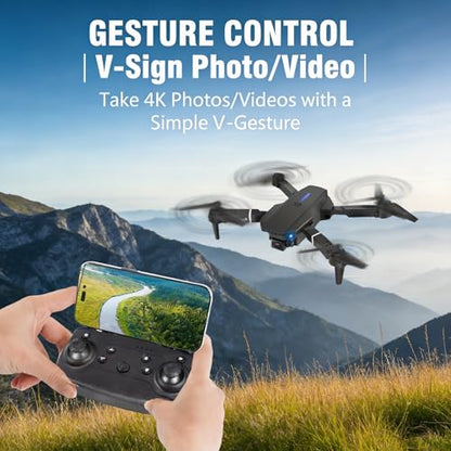 Drone with Camera 1080P HD,FPV Foldable Mini Drone for Adults（Black)