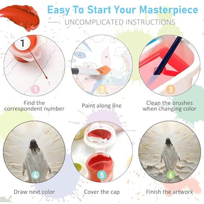 Jesus Paint by Numbers Kit for Adults Framed Canvas 12X16 in, Frameworkless - color: YH02809