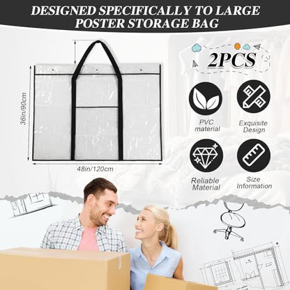 Windyun 2 Pack Bulletin Board Storage Bag 48" X 36", Poster Holder, Black - color: Black, size: 48" X 36"