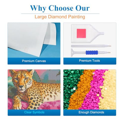YOYA Large Diamond Art Kits for Adults, Leopard 5D Large Diamond Painting - color: Leopard 503