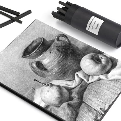 MyLifeUNIT Vine Charcoal Sticks, Willow Sketch Charcoal Pencils for Drawing, Pack of 25 (7-9 MM Dia)