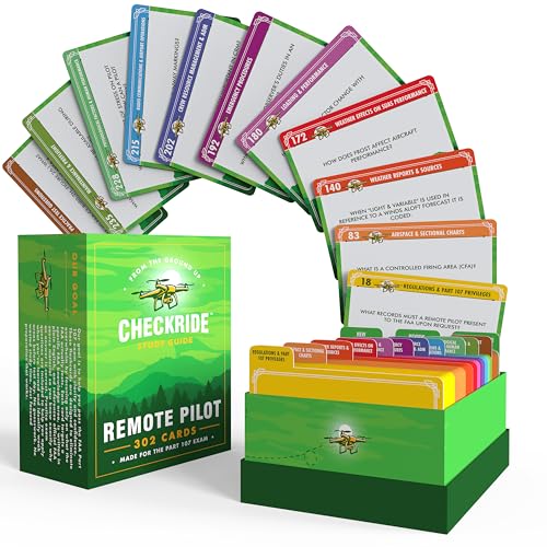Remote Pilot Test Prep: FAA Part 107 Flashcards 2026-302 Cards for the Drone Pilot Knowledge Test, Color-Coded by Topic, Instructor-Built, Active Recall System - Checkride Study Guide