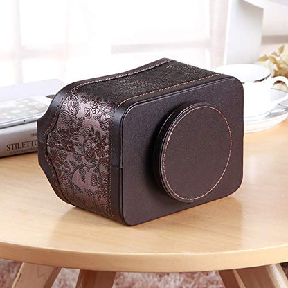 PU Leather 360° Rotatable Remote Control Holder,Nightstand TV Remote Caddy - color: 1 Retro