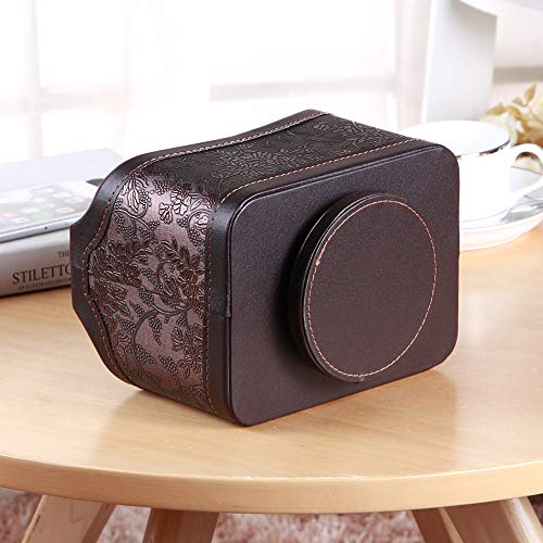 PU Leather 360° Rotatable Remote Control Holder,Nightstand TV Remote Caddy - color: 1 Retro