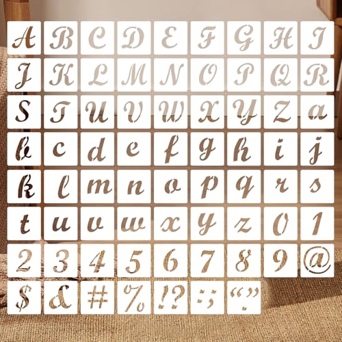 2 Inch Alphabet Stencils – 70 PCS Reusable Letter, Number & Symbol Templates for Painting on Wood, Chalkboards, Wall Art, and DIY Crafts