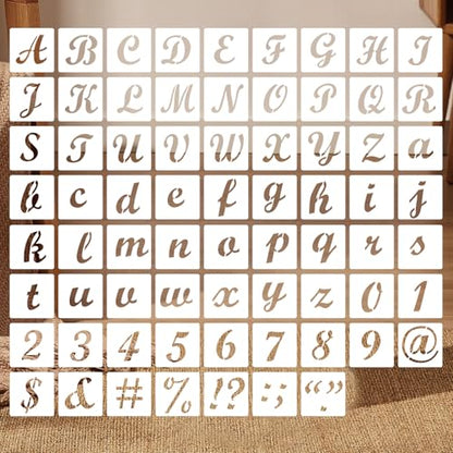 2 Inch Alphabet Stencils – 70 PCS Reusable Letter, Number & Symbol Templates for Painting on Wood, Chalkboards, Wall Art, and DIY Crafts