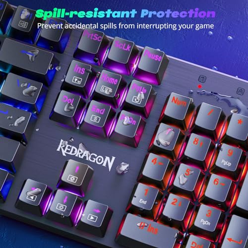 Redragon Mechanical Gaming Keyboard Wired, 11 Programmable Backlit Modes, Hot-Swappable Red Switch, Anti-Ghosting, Double-Shot PBT Keycaps, Light Up Keyboard for PC Mac - color: Black