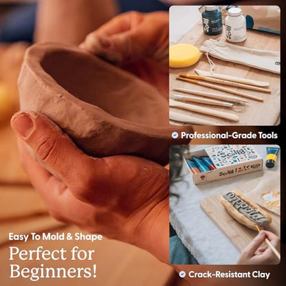 Sculpd Pottery Kit for Adults, Air Dry Clay with Tools, Gloss Glaze - style: Gloss Varnish