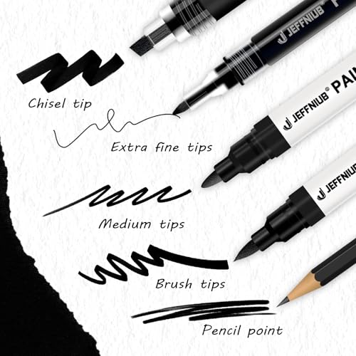 5 Black Paint Pens, Black Acrylic Paint Markers for Drawing - color: Black