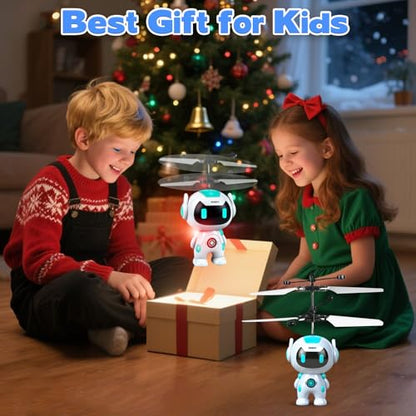 Flying Robot Toys for Kids 6+, Flying Ball Hand Operated Mini Drone - color: White