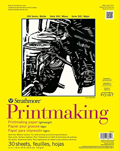 Strathmore 300 Series Glue Bound Printmaking Pad, Lightweight, 11 X 14 inches, White, 30 Sheets (333-11) - size: 11x14