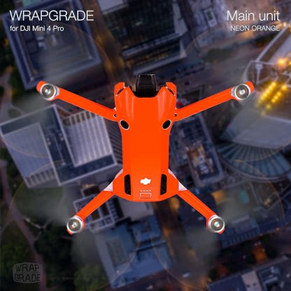 WRAPGRADE Skin Stickers Compatible with DJI Mini 4 Pro | Full Wrap (Neon Orange) - color: Neon Orange