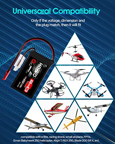 HOOVO 2S LiPo Battery 7.4V 450mAh 30C Battery Pack with JST Plug 2Pack