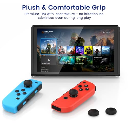 12 Pack Replacement Joystick Caps Thumb Grips for Nintendo Switch/OLED/Lite, Anti-Slip TPU Diamond Texture Analog Stick Covers for JoyCon Controller Repair Kit Accessories
