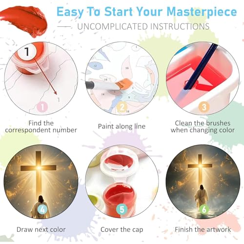 Jesus Paint by Numbers Kit for Adults Framed Canvas 12X16 in, Frameworkless - color: YH02824